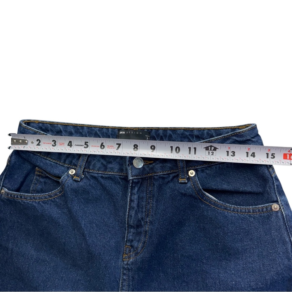 ASOS Dark Wash 100% Cotton High Rise Mom Jeans Size Petite 30/28‎ #198 - Picture 3 of 7